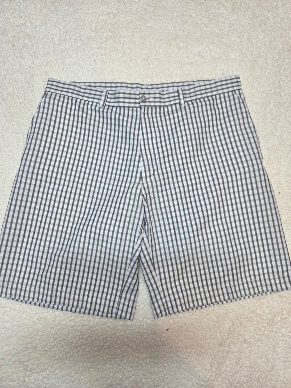 PGA Tour White and Gray Check Plaid Golf Shorts